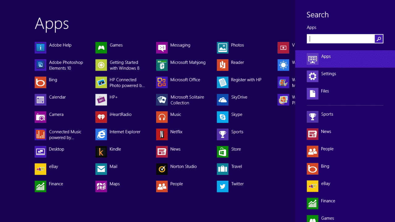 Windows 8 All App Screen