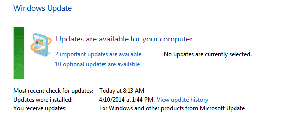 Windows 7 - Windows Update available