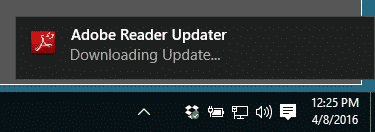 reader update in tray